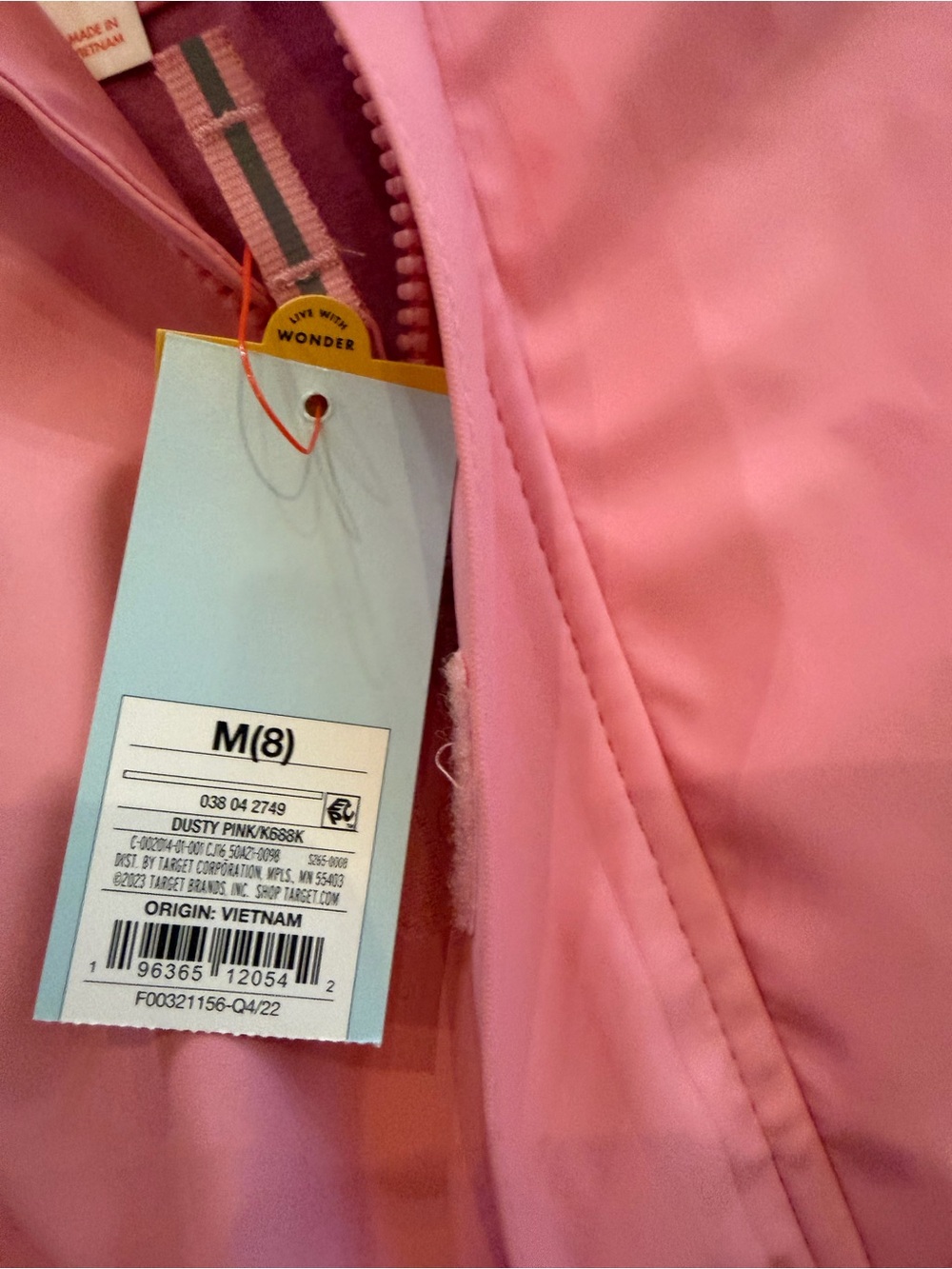 Cat & Jack Girls Pink Hooded Rain Jacket NWT Size M (8) Waterproof - Picture 8 of 9